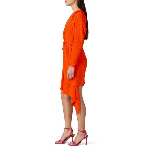 Essentiel Antwerp Viesbeth Silk Puff Sleeve Dress Orange Size 8 MSRP: $460 - Picture 2 of 11